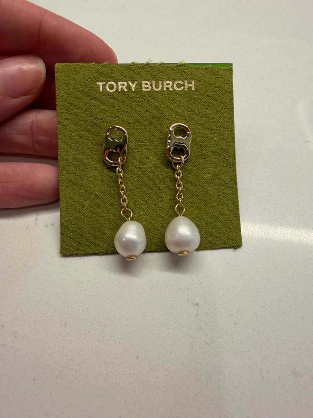 Tory Burch Gold Pearl Drop Earrings